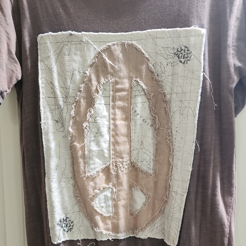 Brown Maxi Dress with Peace Sign Patch - Picture 2 of 9